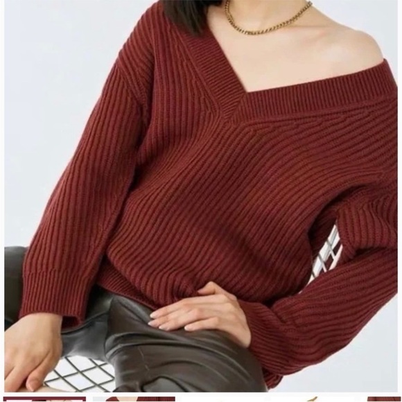 Babaton Roger Sweater, Burgundy Size M - Picture 2 of 2